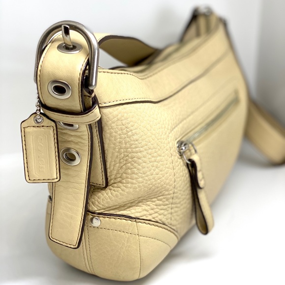 COACH💥VINTAGE💥CARAMEL TAN PEBBLE LEATHER HOBO BAG - Picture 7 of 10